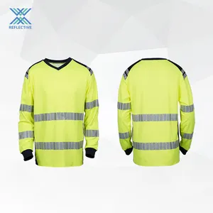 LX高品質黄色安全ポロシャツ反射カスタムポロ安全長袖反射安全ポロ