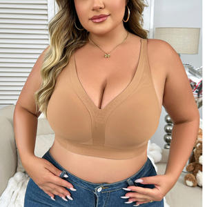 Soutien-gorge Quotidien Femme Haute Qualité, Lingerie Fine, Sans Armature, Bonnets Profonds, Sans Couture, Anti-Bactérien, Dos en U, avec Bandes en Gel, Grandes Tailles - Product Image 3