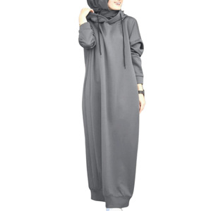 Label privé doux <span class=keywords><strong>grande</strong></span> <span class=keywords><strong>taille</strong></span> musulman surdimensionné décontracté coton Maxi femmes longue robe à capuche pour les femmes à capuche en gros - Product Image 5