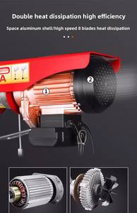 Polipasto eléctrico de aluminio portátil certificado CE 200kg-1200kg con gancho de cuerda de alambre de acero Control remoto para hoteles Nuevo - Product Image 3