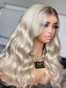 Perruques Lace Front Ondulées à Nœuds Invisibles, Moins de Volume, Cheveux Vierges Bruts Blond Platine 2026 pour Femmes Blanches - Product Image 3