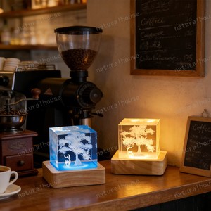 Lampe en résine personnalisée en forme d'arbre de <span class=keywords><strong>cerisier</strong></span>, faite à la main, scène de fleurs de <span class=keywords><strong>cerisier</strong></span> épanouies, veilleuse en époxy, logo gravé au laser - Product Image 4