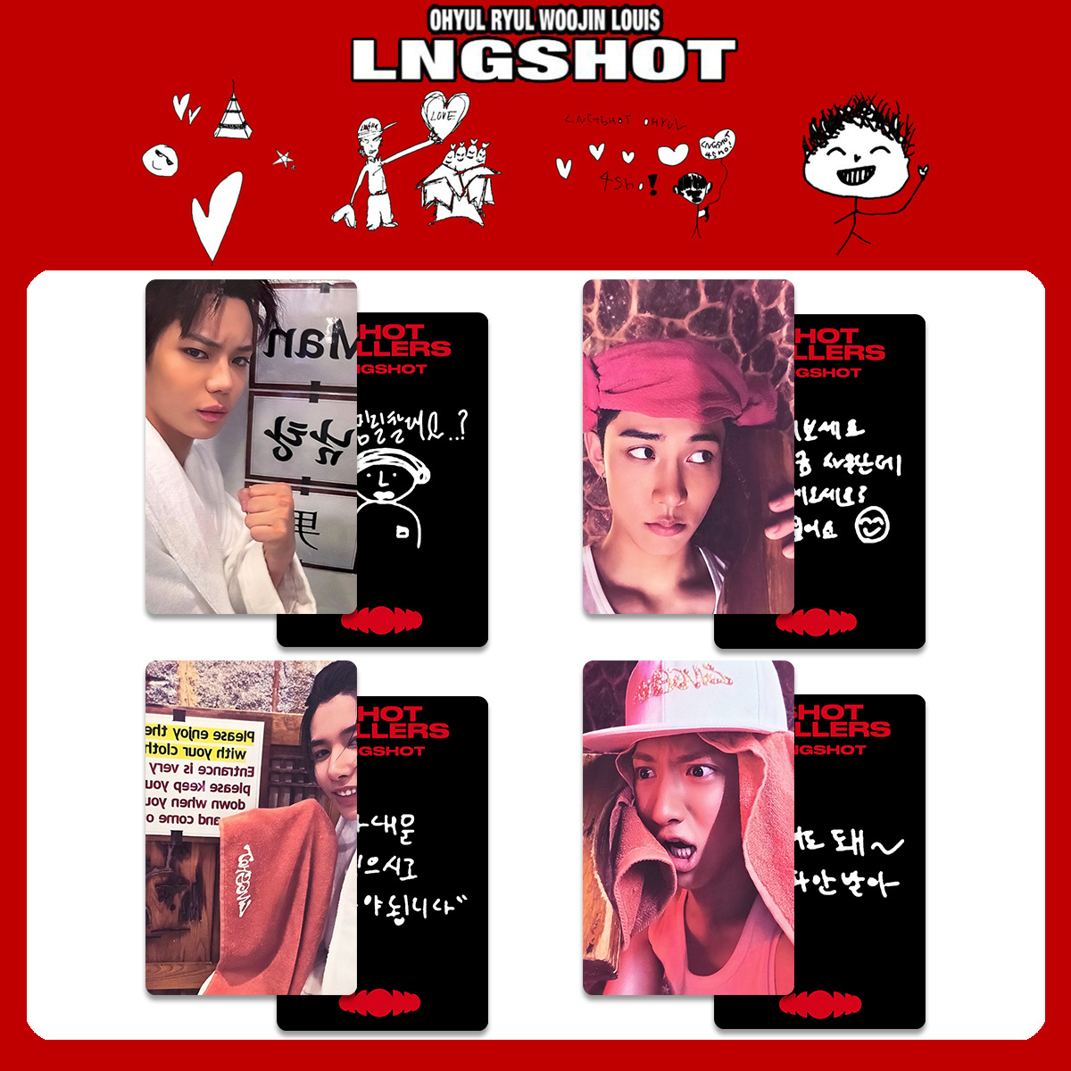 4Pcs LNGSHOT 1st Album SHOT CALLERS K4 Special Card POP-UP Store