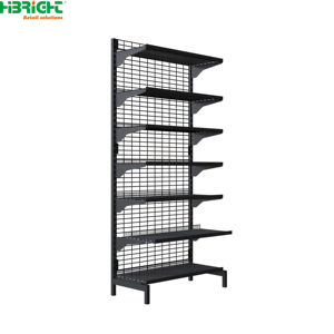 Estantería Metálica Negra de Una Cara con Panel Sólido y Rejilla de Alambre Highbright para Exhibición en Paredes de Supermercados y Tiendas Minoristas - Product Image 1