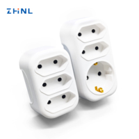 Fiche UE allemande à 2 broches et 3 prises de courant 10A 250V Adaptateur de prise d'extension européenne Protection de sécurité Fiche électrique