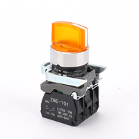 Interrupteur à bouton poussoir rotatif sélecteur LED XB4 2 3 positions 1NO 1NC 22 mm tête plate momentané en métal avec lumière