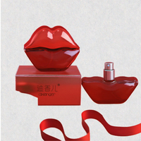 Eau de Parfum pour Femme 30ml, Notes Fruitées, Florales, Agrumes et Boisées, Vaporisateur Longue Durée, Flacon en Verre en Forme de Lèvres Rouges, en Boîte, pour Vente en Gros