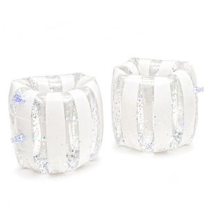 Bouées de bras gonflables en PVC transparent à <span class=keywords><strong>paillettes</strong></span> avec ruban rose, aides à la flottabilité aquatique, emballage OPP - Product Image 2