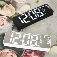 Réveil numérique contrôlé par la voix, horloge de chevet à LED, calendrier de température, bureau, chambre à coucher, bureau