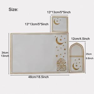 <b>Islamic</b> <b>Gift</b> Set Gold Embroider Leather Table Mat Cutlery Pockets Ramadan Placemat Decor - Product Image 3