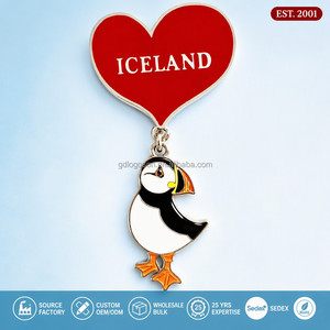 Offre Spéciale Aimant de Réfrigérateur Personnalisé en Émail Souple Coloré, Motif Mouette d'Islande, Breloque Métallique en Forme de Cœur, Décoration d'Intérieur, Souvenir Touristique - Product Image 1