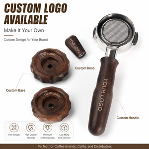 Portafiltro de 58 mm de Acero Inoxidable sin Fondo con Mango de Madera para Máquina de <span class=keywords><strong>Espresso</strong></span> <span class=keywords><strong>Rocket</strong></span>, Directo de Fábrica - Product Image 1