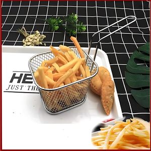 Panier à frites carré 4,1x3,3x2,6 pouces, panier de service pour frites, panier à frites argenté - Product Image 6