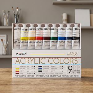 MEEDEN PTA-1021 Juego de Pintura Acrílica Profesional de 9 Colores en Tubos de 60 ml, Pigmentos Ricos, No Tóxicos, para Papel - Product Image 3