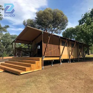 Guangzhou Bozo Tiendas Safari De Lona Safari Tente Luxe Toile Glamping 1 Chambre Maisons Préfabriquées à Vendre