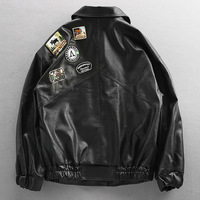 Blouson Bomber Décontracté Homme en Cuir PU de Haute Qualité, Style Chinois, Brodé, Col Revers Ample, Motif Lettres, Vente en Gros