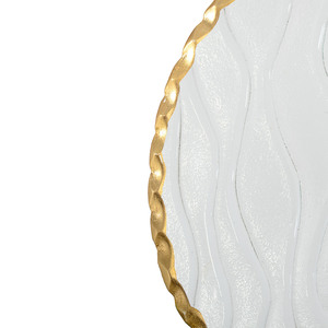 <span class=keywords><strong>Assiette</strong></span> en <span class=keywords><strong>verre</strong></span> de présentation de mariage en or Samlife-PL21204 Assiettes à dîner de restaurant à bordure dorée - Product Image 2