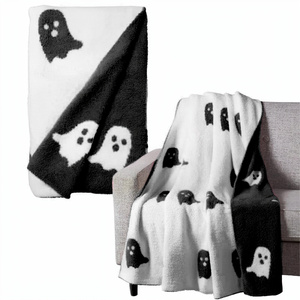 Manta de Felpa con Estampado de Fantasma Rosa, Rectangular, Antipilling, Decoración para el Hogar, Estilo Otoñal, Diseño Simple, Lavable a Máquina - Product Image 6