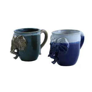 High quality custom 3d elephant shape animal coffee mug ceramic mug