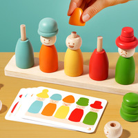 Jeu d'empilement en bois personnalisable Blocs de construction Montessori Jouet éducatif sensoriel pour enfants Cognition des couleurs