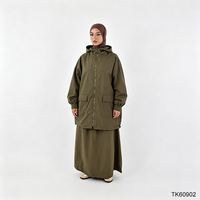 Ensemble Abaya Modeste Deux Pièces pour l'Extérieur – Veste Coupe-Vent à Capuche Personnalisée pour Femme Musulmane avec Jupe Longue Maxi