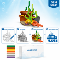 Coffret de construction personnalisé Trésor et Aventure Océanique avec Homard, Jouets amusants pour enfants pour jeux sur le thème des pirates et création d'histoires
