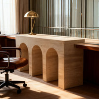 Meubles de salon en pierre naturelle personnalisés Table de canapé Design longue entrée Table console moderne en arche noire en marbre