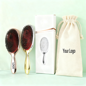 Pacchetto Logo personalizzato spazzola di setola cinghiale in Nylon e bagnato originale spazzola per capelli districante per massaggio del cuoio capelluto Soft Air cuscino pettine - Product Image 1
