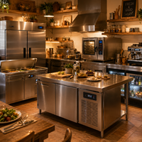 Équipement de cuisine commerciale CE, réfrigérateur de présentation, table de travail en acier inoxydable, table de préparation de pizzas, congélateur rapide Saladette