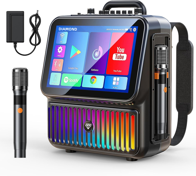 DM-D4 Karaoke Machine for Adults-with Screen 13.3", 2 Wireless Mics, Professional Karaoke System for Home Party