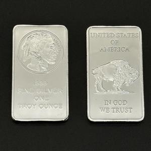 Großhandel Metall Buffalo Bullion Barren Maßgefertigte Legierung Versilberter Barren Eine Troy Unze Versilberter Bullion Barren als Geschenk - Product Image 2