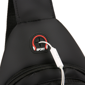 Túi đeo ngực thể thao nam thời trang mới, chất liệu PU, khóa kéo, chống nước, nhẹ, có lỗ cắm tai nghe, thích hợp đi bộ ngoài trời - Product Image 5