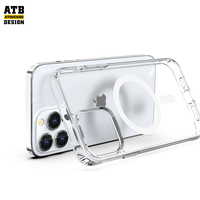Coque de téléphone ATB adaptée, noire transparente, antichoc, TPU+PC, coque souple, support magnétique, étanche pour 11/12/13 Pro