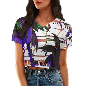Custom Design Polynesian Coconut Tree Design Cropped Short Sleeve Women's Baseball Jersey Polynesia Softball Uniform Shirts Lady