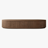 Table basse en chêne massif, design à lattes cannelées en forme de pilule, pour villa de luxe, table centrale, table de cocktail, pièce maîtresse