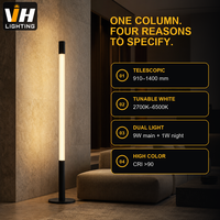 Lampe de sol télescopique en aluminium avec tube LED COB 2700K-6500K, gradation tactile 9W+1W pour projets intérieurs