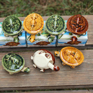 بيع بالجملة السلحفاة الأسرة ديكور المنزل الحلي السيراميك صغيرة لطيف التماثيل السلاحف البحرية - Product Image 2