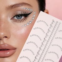1 autocollant de bijoux multi-facettes auto-adhésif, strass sexy lavables pour maquillage DIY, décoration de fête pour visage, corps, costume, danse