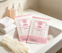 Gants de bain exfoliants avec emballage finition mate, sachet scellé sur trois côtés pour l'exfoliation corporelle et la douche cosmétique