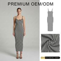 Robe moulante rayée en maille sexy pour femme, personnalisée OEM, avec bretelles fines, collection été, marque privée