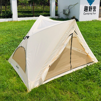 Tente de camping triangulaire portable quatre saisons pour 2 personnes avec auvent et poteaux en aluminium, installation rapide, pour le camping en plein air et les parcs