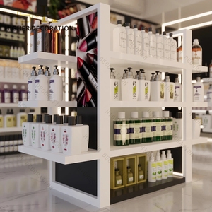 Présentoir de produits capillaires pour <span class=keywords><strong>pharmacie</strong></span>, vitrine en <span class=keywords><strong>bois</strong></span> avec éclairage LED pour magasin de cosmécéutiques - Product Image 1