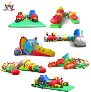 Parcours d'obstacles gonflable de dessin animé - Thème train/éléphant/chenille - Tunnel de jeu pour enfants pour location de fête/événement - Product Image 2