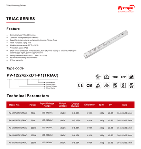 İnce plastik kabuk 100-240V AC DC 12V 24V 100W triyak LED dim sabit voltaj sürücü için LED şeritler - Product Image 6