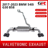 Système d'échappement pour BMW 540i G30 B58 2017-2023 avec silencieux à double valve, embouts quadruples en fibre de carbone, tuyau catback en acier inoxydable 304