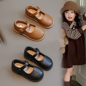 Scarpe in Pelle Stile Principessa Britannica per Bambine, Suola Morbida, Comode Scarpe Basse per Uso Quotidiano - Product Image 1