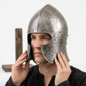 CH Medieval Barbuta Helmet Great Knight Templar Vintage Handmade Polished Silver Metal Home Decor Halloween Thanksgiving <b>Easter</b> - Product Image 1