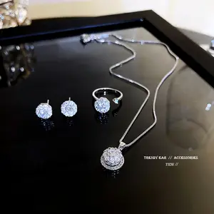 Ожерелье с круглой подвеской, поворотное геометрическое украшение из стерлингового серебра с кубическим цирконием, блестящее ювелирное изделие