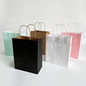 Kraft Paper Custom Logo Offset Printing Recycled White Brown Sushi Salad Lunch <b>Bags</b> with Twisted Handle (Recyclable) - Product Image 4