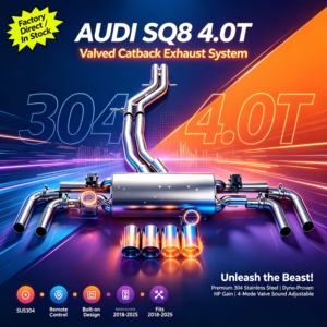 Système d'échappement Catback à soupapes HE AUTO, fourni directement par l'usine, pour <span class=keywords><strong>Audi</strong></span> <span class=keywords><strong>SQ8</strong></span> 4.0T, sur mesure, en acier inoxydable 304, épaisseur de tuyau de 1,5 mm - Product Image 1